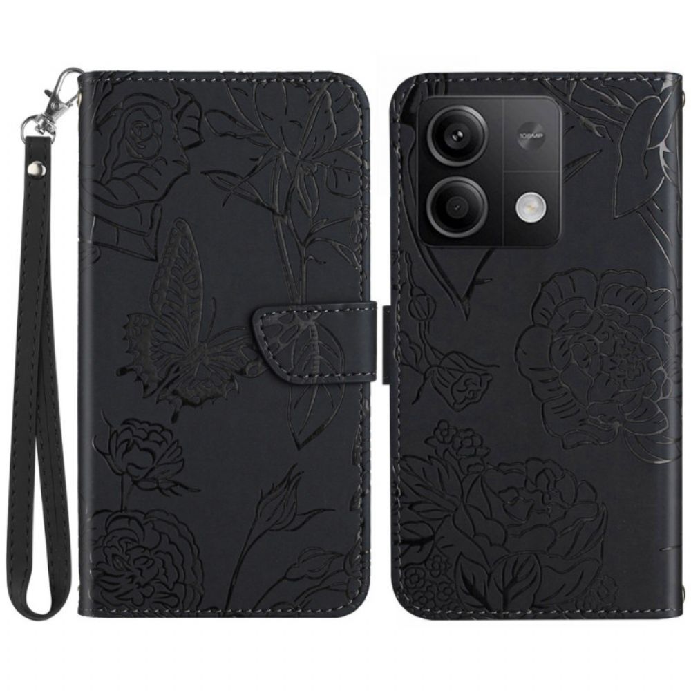 Lederhüllen Xiaomi Redmi Note 13 4g Schmetterlingsdruck Mit Riemen