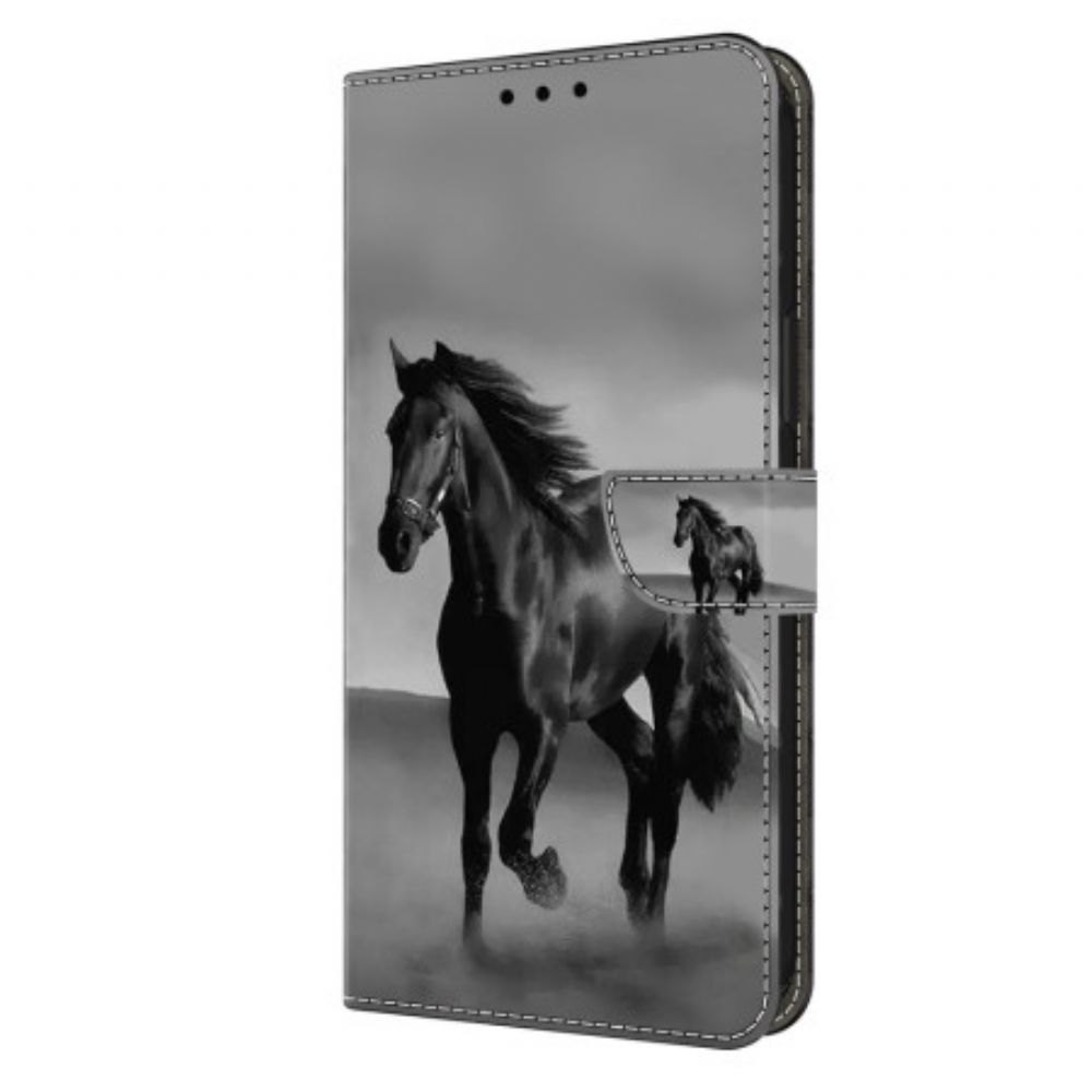 Lederhüllen Xiaomi Redmi Note 13 4g Schwarzes Pferd