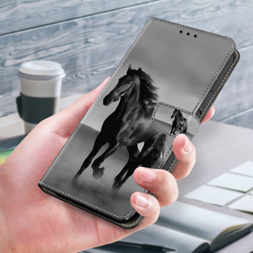 Lederhüllen Xiaomi Redmi Note 13 4g Schwarzes Pferd