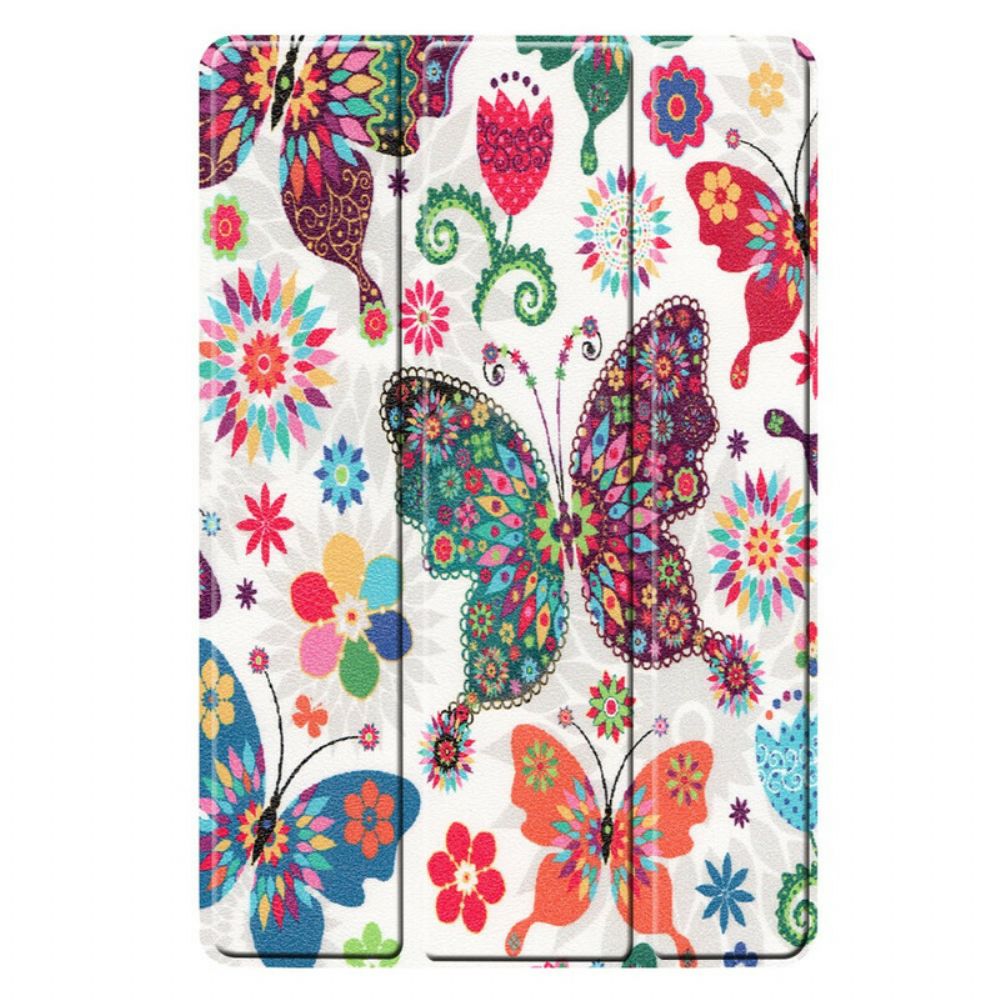 Schutzhülle Für Samsung Galaxy Tab S5e Retro Schmetterlinge Und Blumen