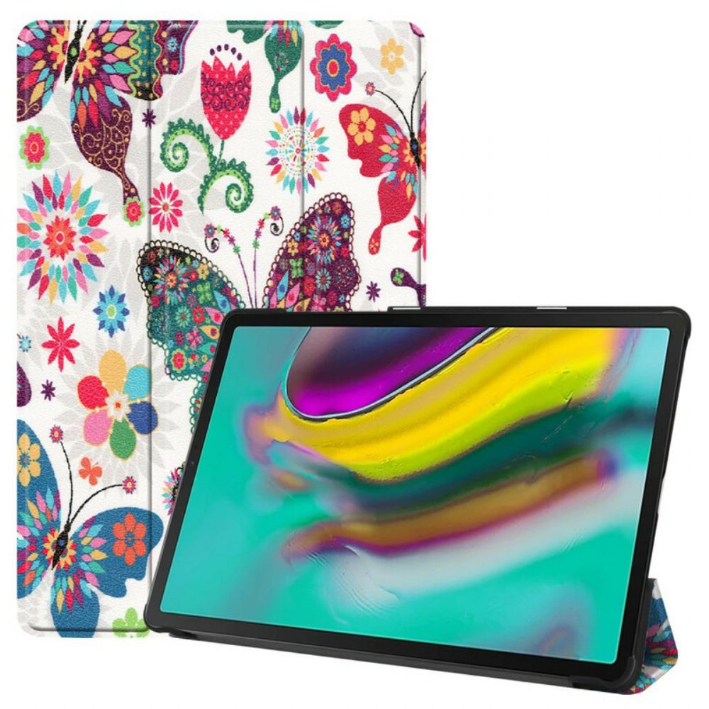 Schutzhülle Für Samsung Galaxy Tab S5e Retro Schmetterlinge Und Blumen