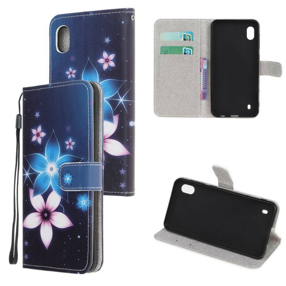 Flip Case Für Samsung Galaxy A10 Mit Kordel Mondriemenblumen