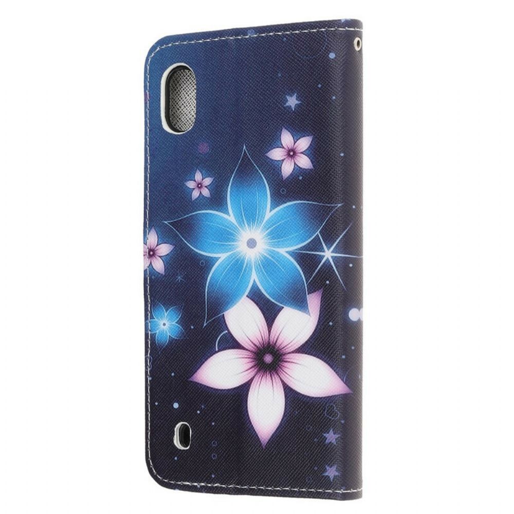 Flip Case Für Samsung Galaxy A10 Mit Kordel Mondriemenblumen