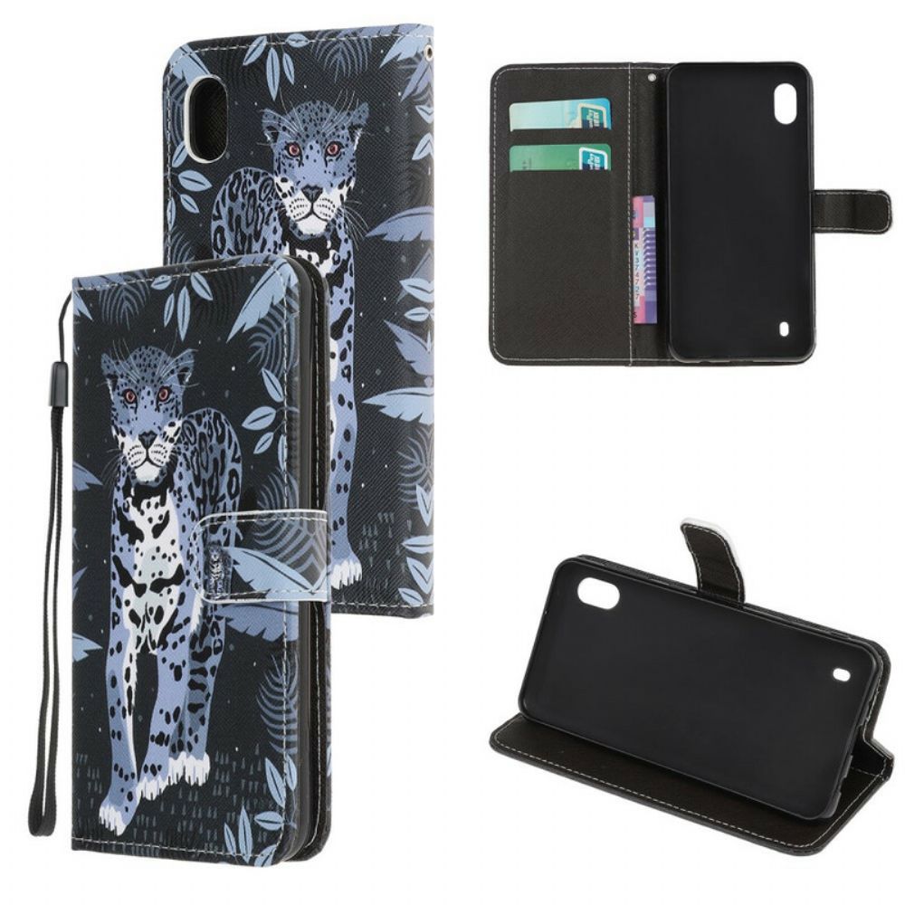 Flip Case Für Samsung Galaxy A10 Mit Kordel Tanga Leopard