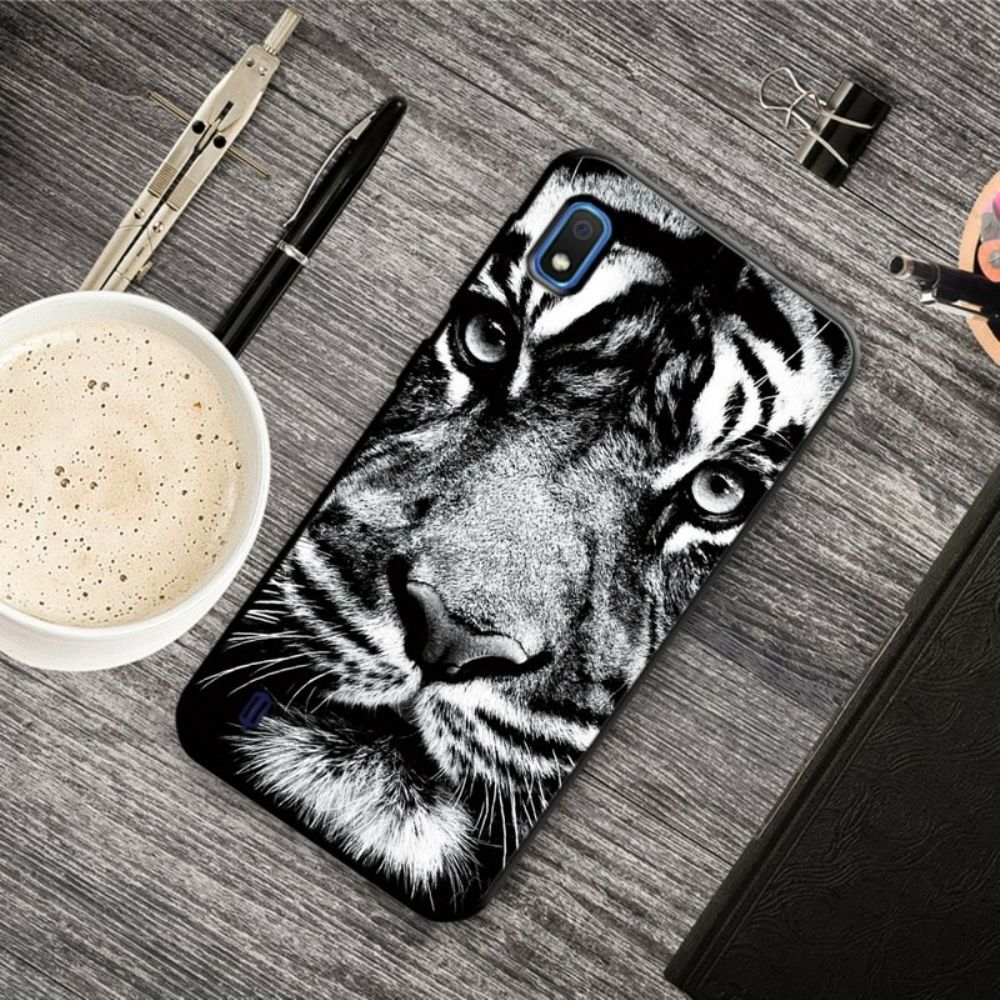 Handyhülle Für Samsung Galaxy A10 Schwarzer Und Weißer Tiger