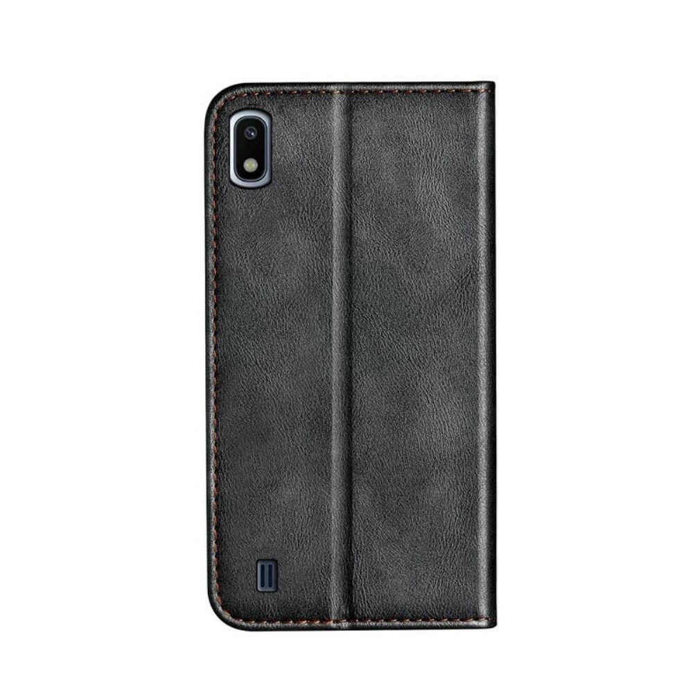 Schutzhülle Für Samsung Galaxy A10 Flip Case Kunstlederknopf Schwarz