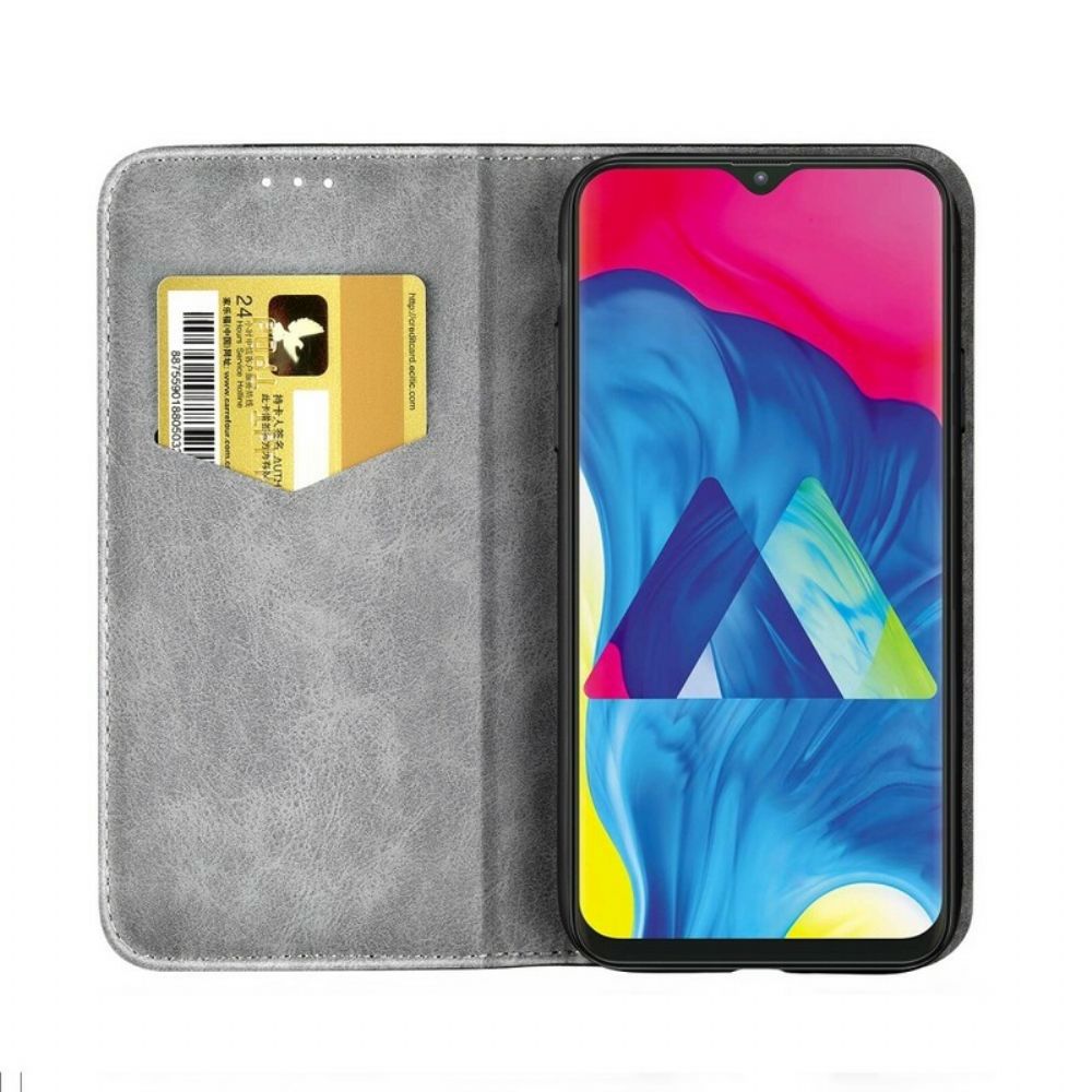 Schutzhülle Für Samsung Galaxy A10 Flip Case Kunstlederknopf Schwarz