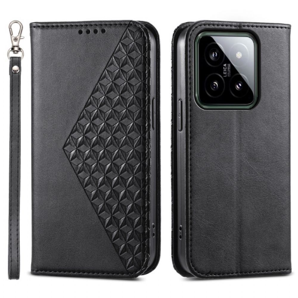 Flip Case Xiaomi 14 Handyhülle 3d-diamantdesign Mit Riemen