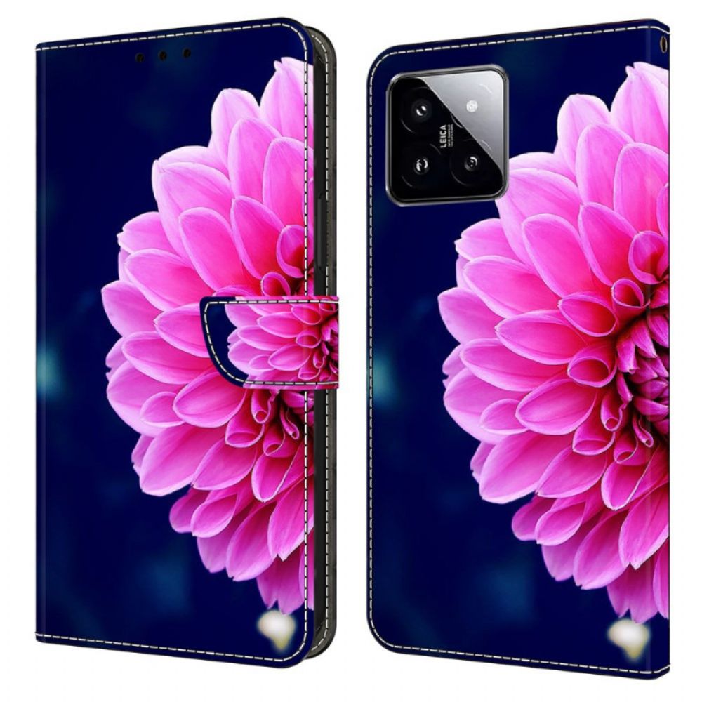 Lederhüllen Xiaomi 14 Handyhülle Rosa Blume