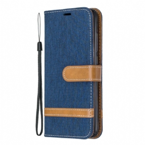 Flip Case Für Xiaomi Redmi 7A Mit Kordel Armband In Stoff- Und Lederoptik