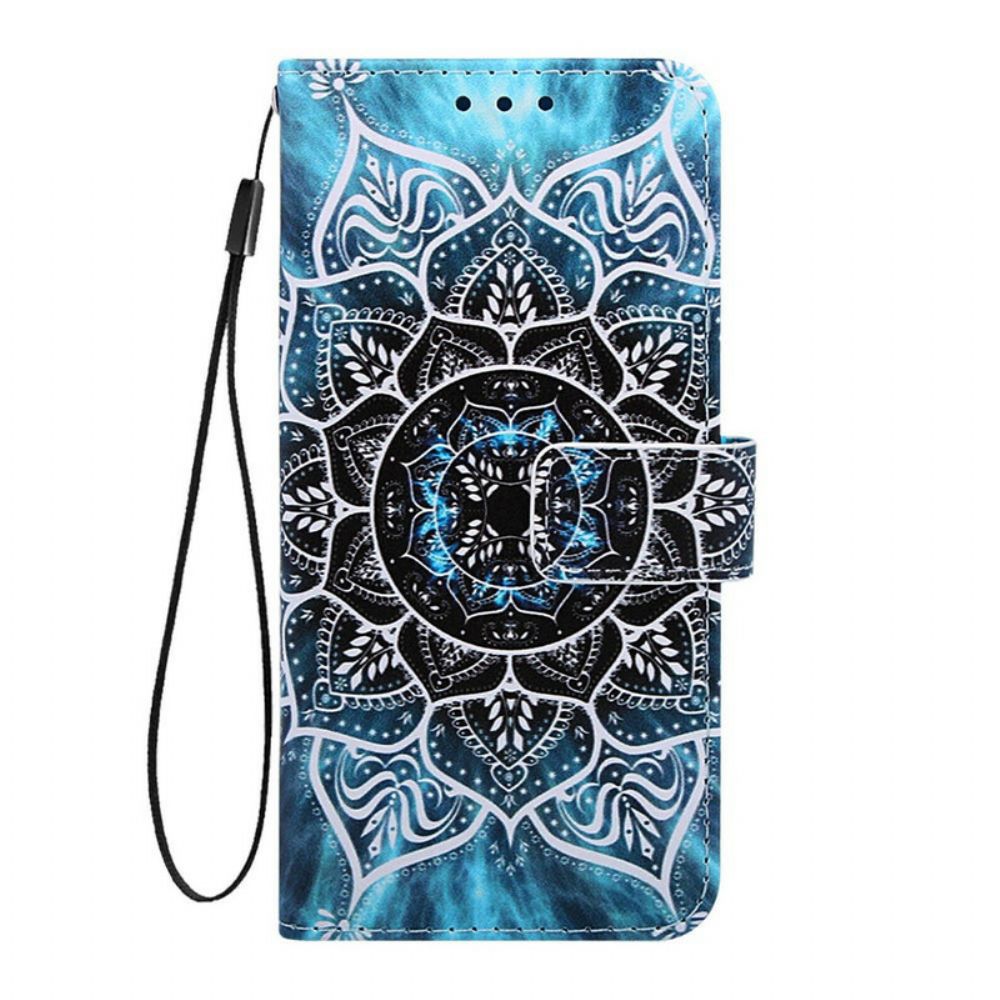 Flip Case Für Xiaomi Redmi 7A Mit Kordel Schwarzes Riemchen-mandala