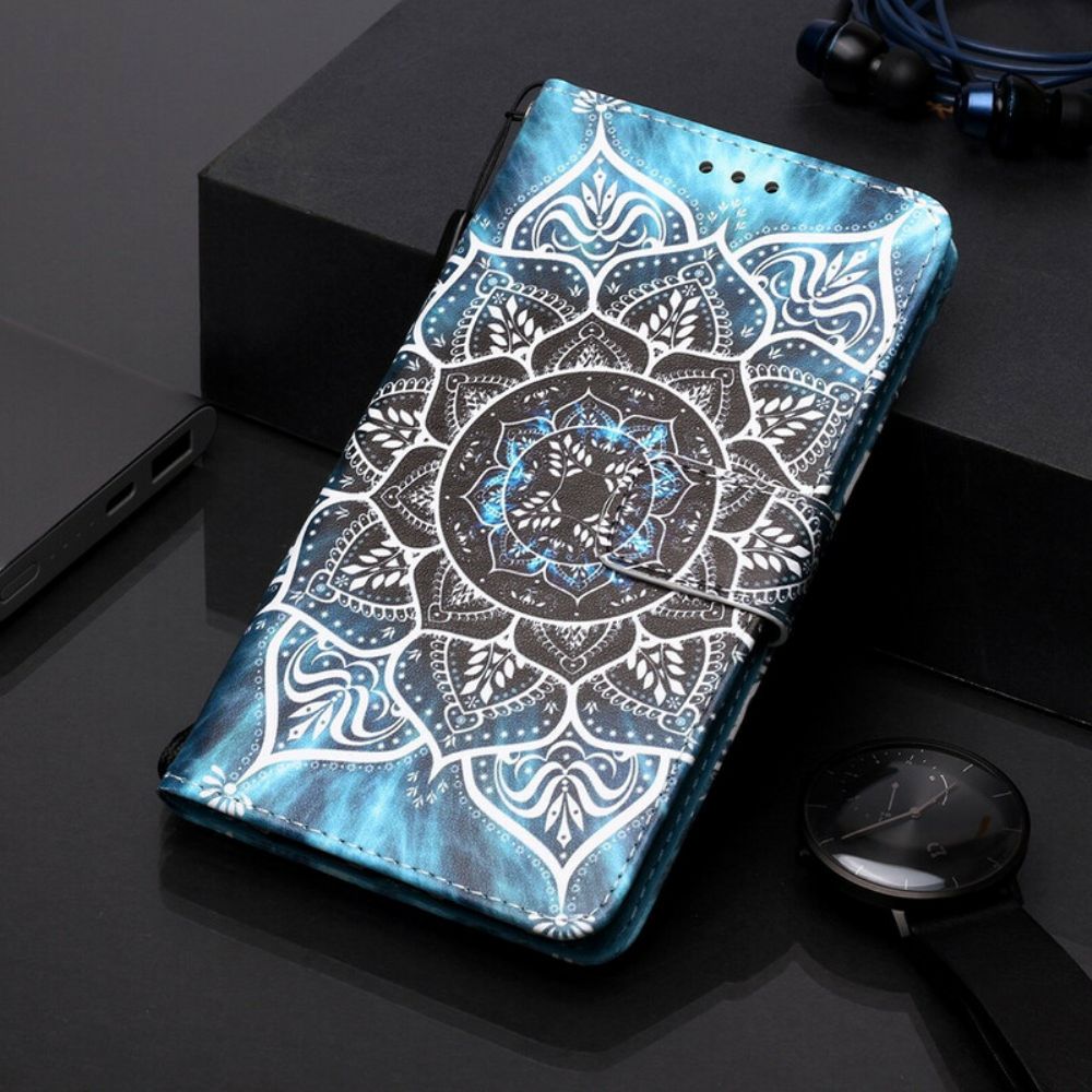 Flip Case Für Xiaomi Redmi 7A Mit Kordel Schwarzes Riemchen-mandala