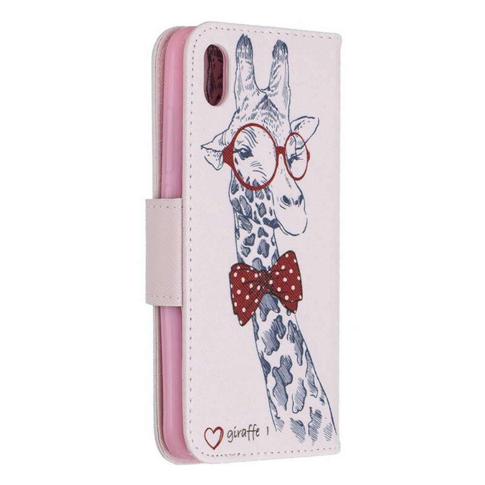 Flip Case Für Xiaomi Redmi 7A Nerdige Giraffe