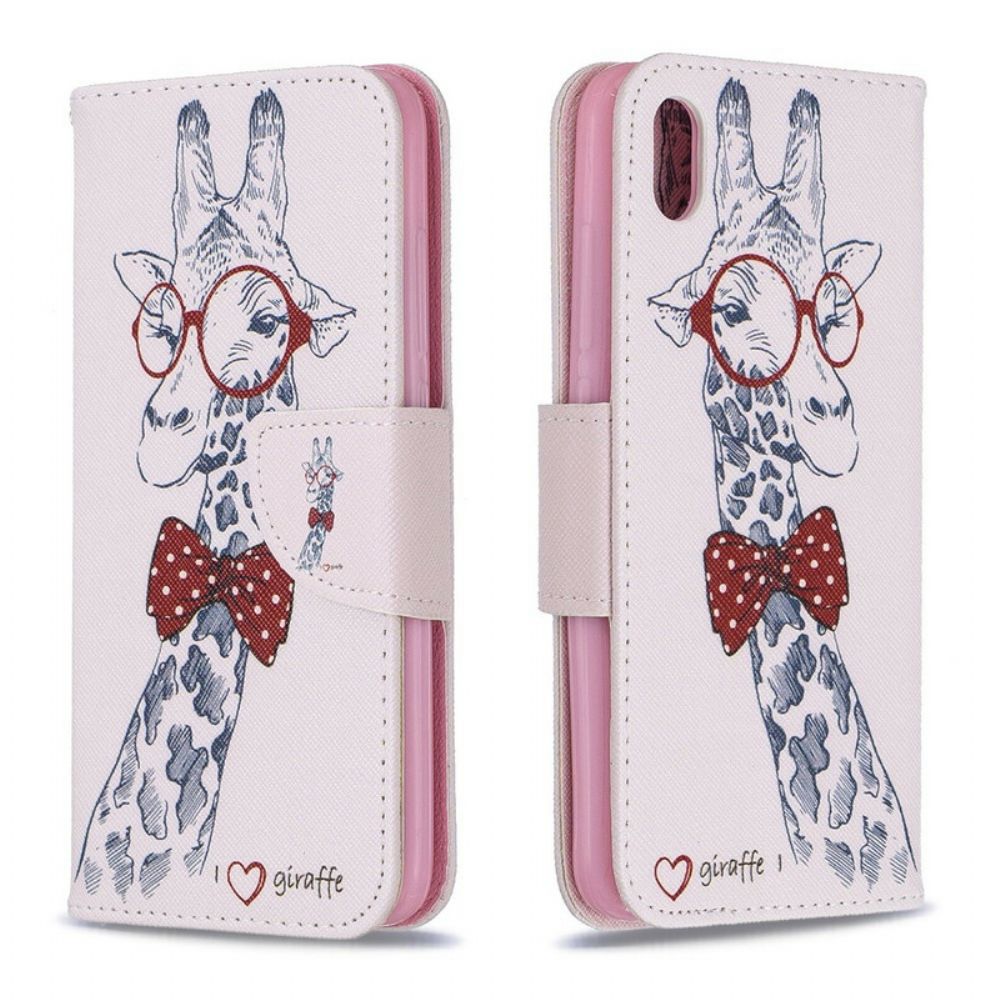 Flip Case Für Xiaomi Redmi 7A Nerdige Giraffe