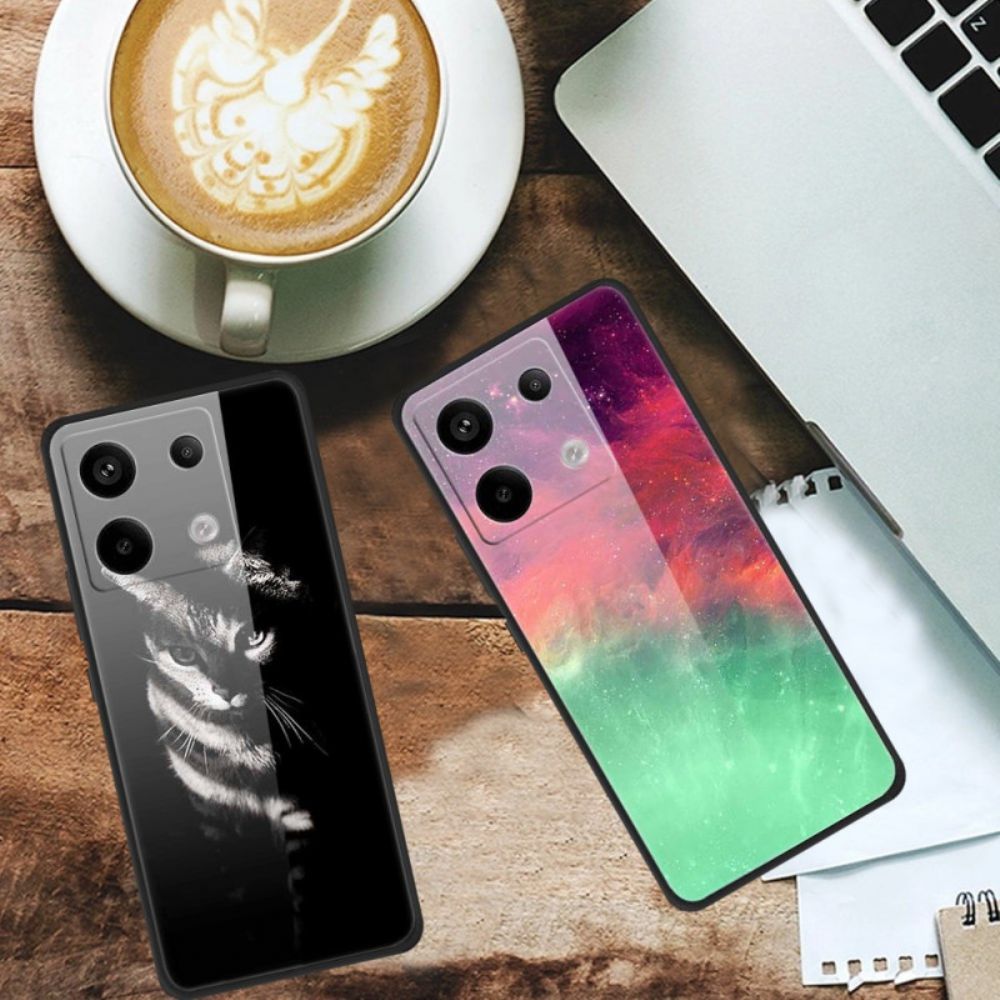 Hülle Für Xiaomi Redmi Note 13 Pro 5g Gehärtetes Glas Mit Platinschwarzer Körnung