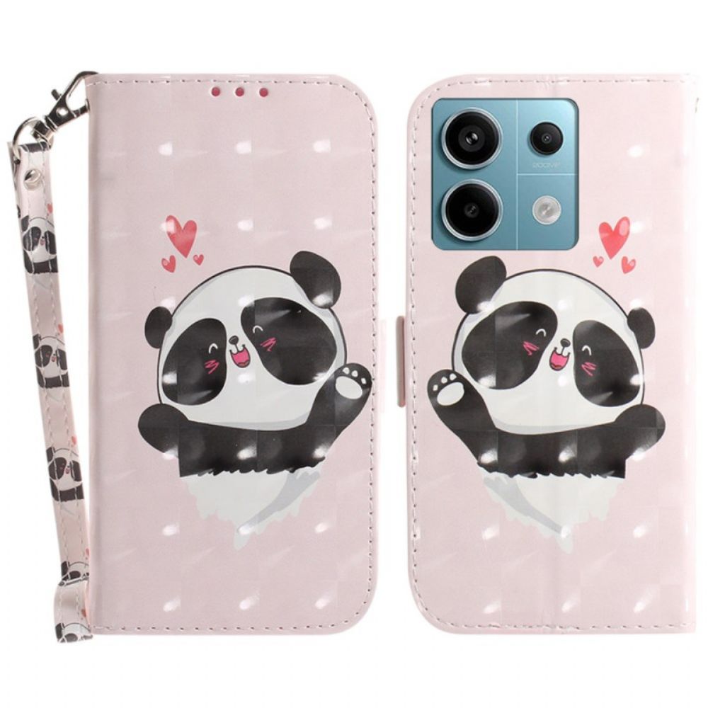 Lederhüllen Für Xiaomi Redmi Note 13 Pro 5g Panda Love Mit Riemen