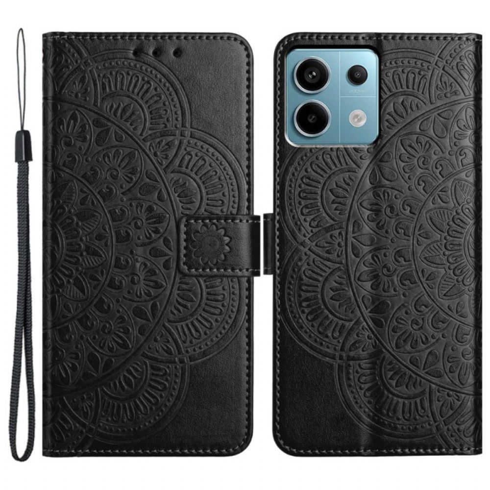 Lederhüllen Xiaomi Redmi Note 13 Pro 5g Handyhülle Bedrucktes Mandala Mit Riemen