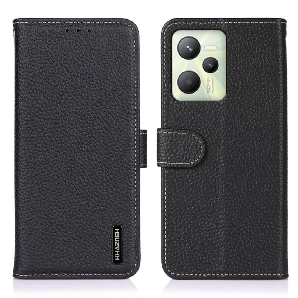 Flip Case Für Realme C35 Litschi Khazneh Leder