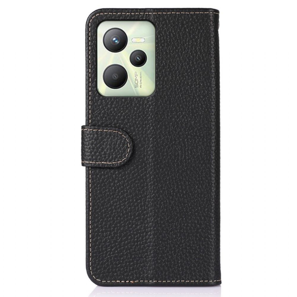 Flip Case Für Realme C35 Litschi Khazneh Leder