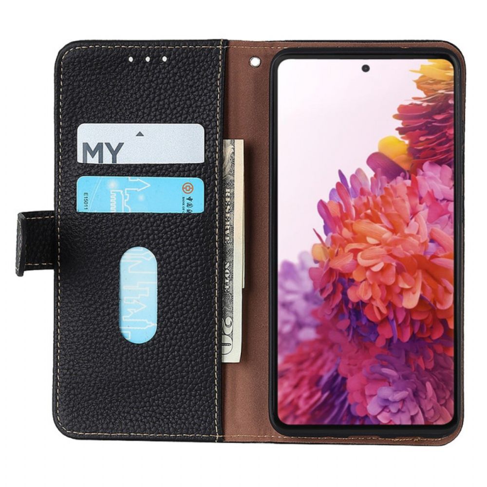 Flip Case Für Realme C35 Litschi Khazneh Leder