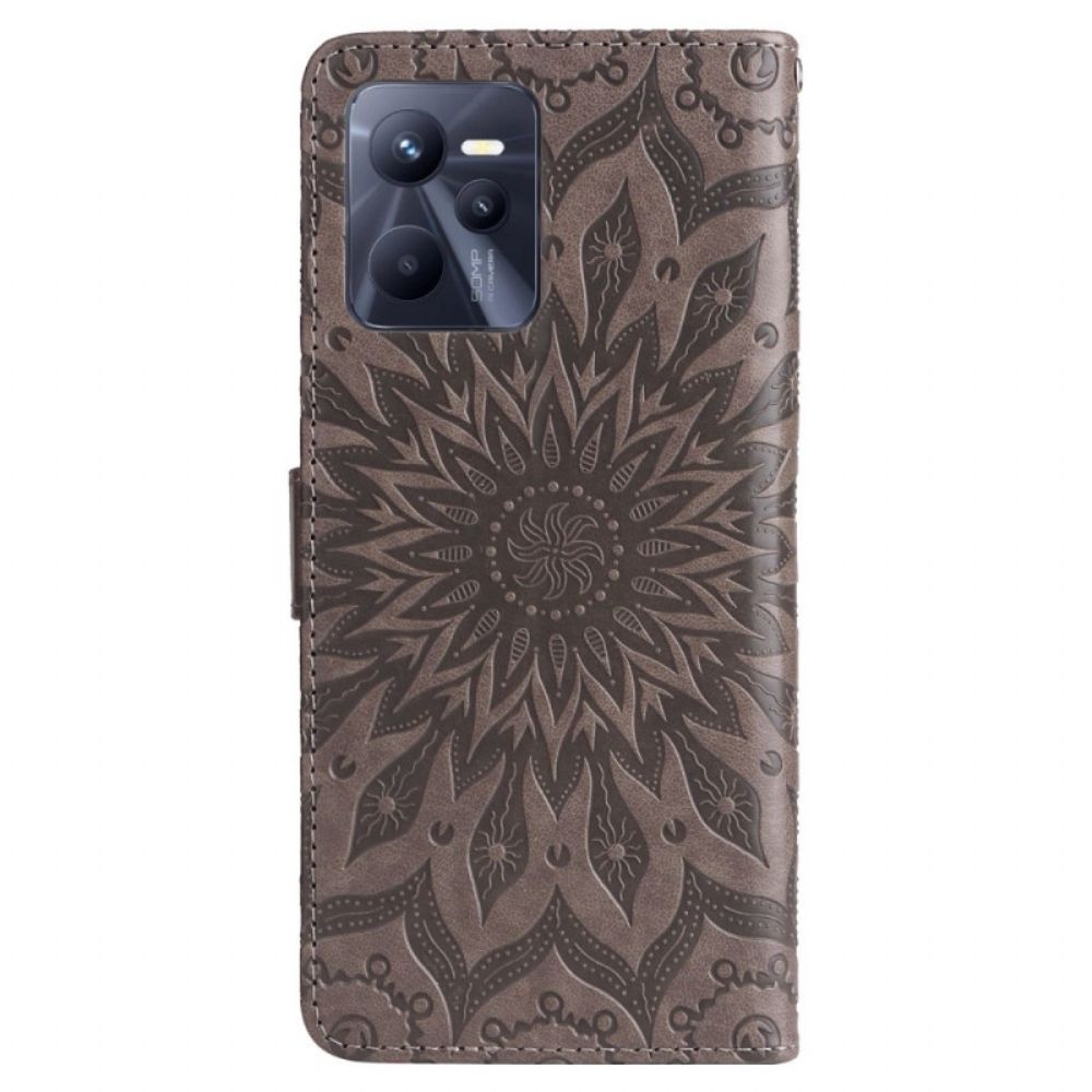 Flip Case Für Realme C35 Mit Kordel Sonnenriemen-mandala