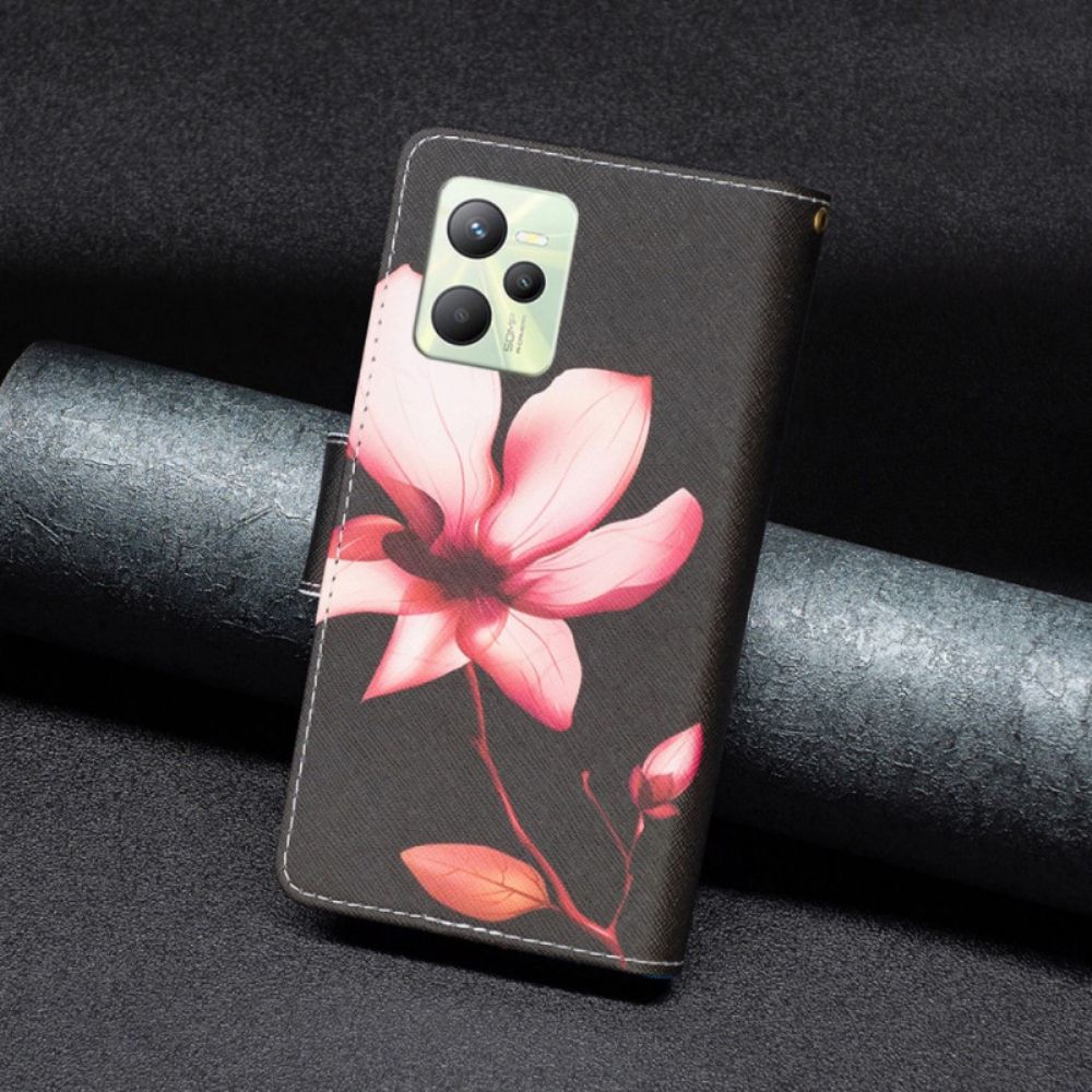 Lederhüllen Für Realme C35 Mit Kordel Tasche Mit Blumenriemen Und Reißverschluss