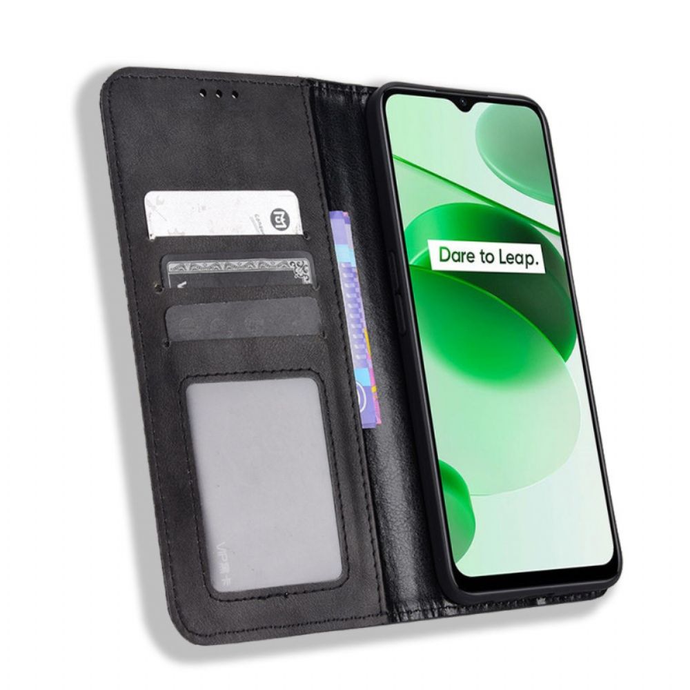 Schutzhülle Für Realme C35 Flip Case Flexibles Vintage-silikon