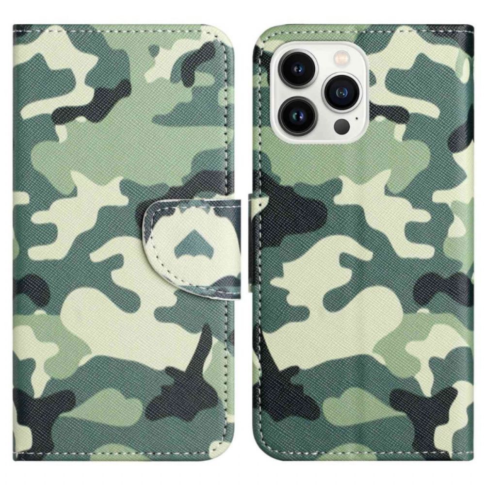 Flip Case Für iPhone 14 Pro Militärische Tarnung