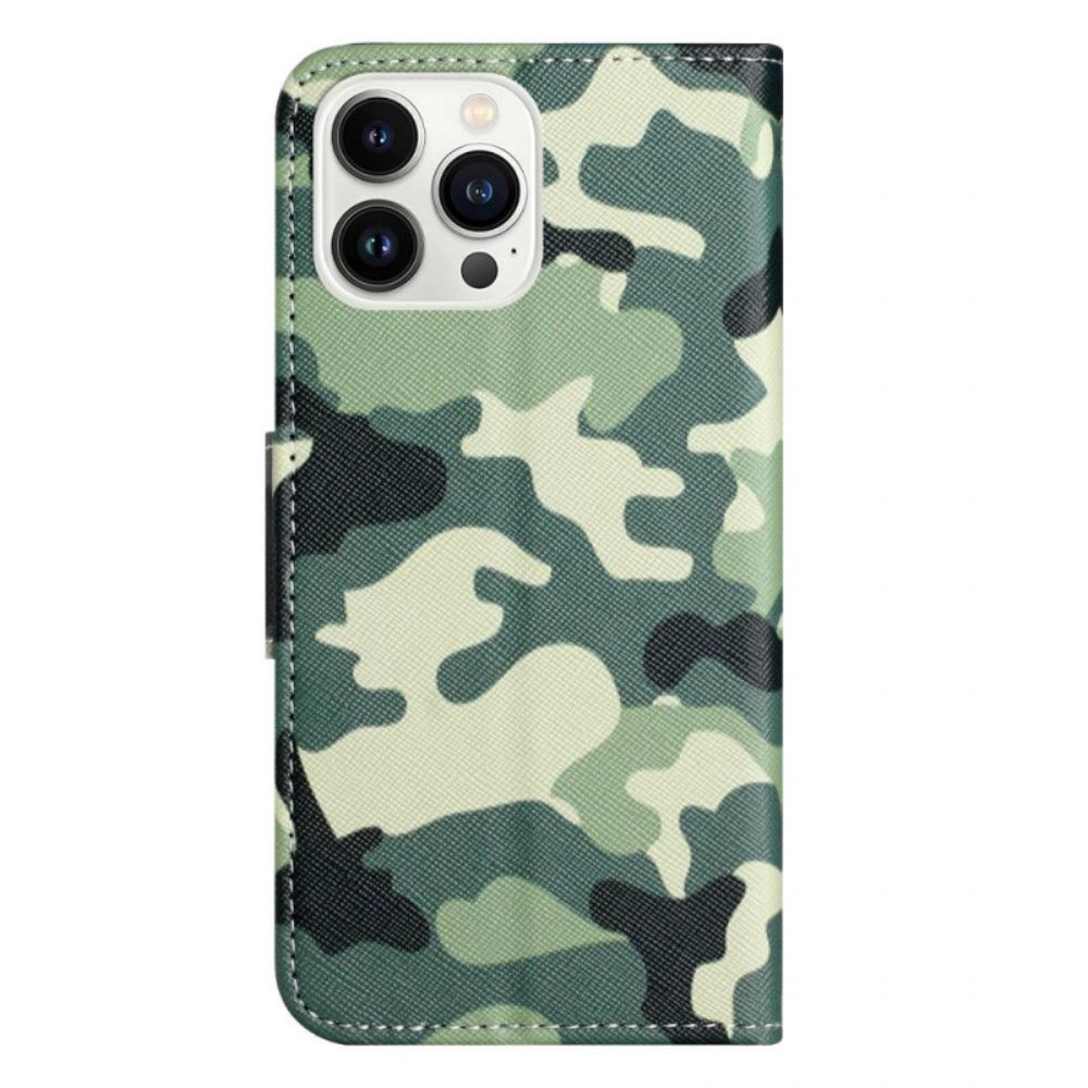 Flip Case Für iPhone 14 Pro Militärische Tarnung