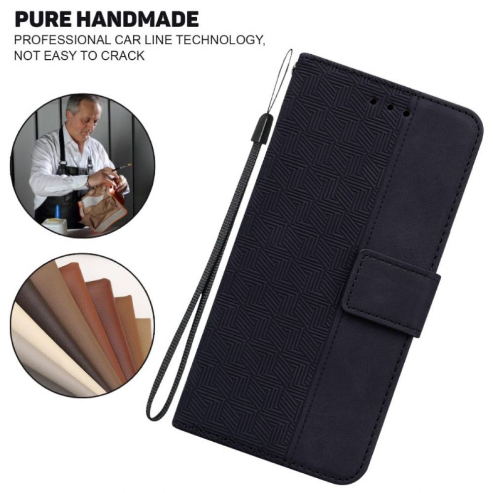 Flip Case Für iPhone 14 Pro Mit Kordel Tangamuster