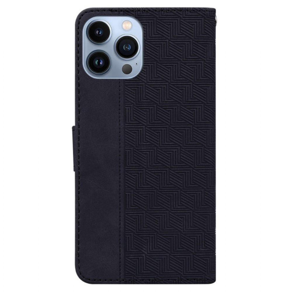 Flip Case Für iPhone 14 Pro Mit Kordel Tangamuster