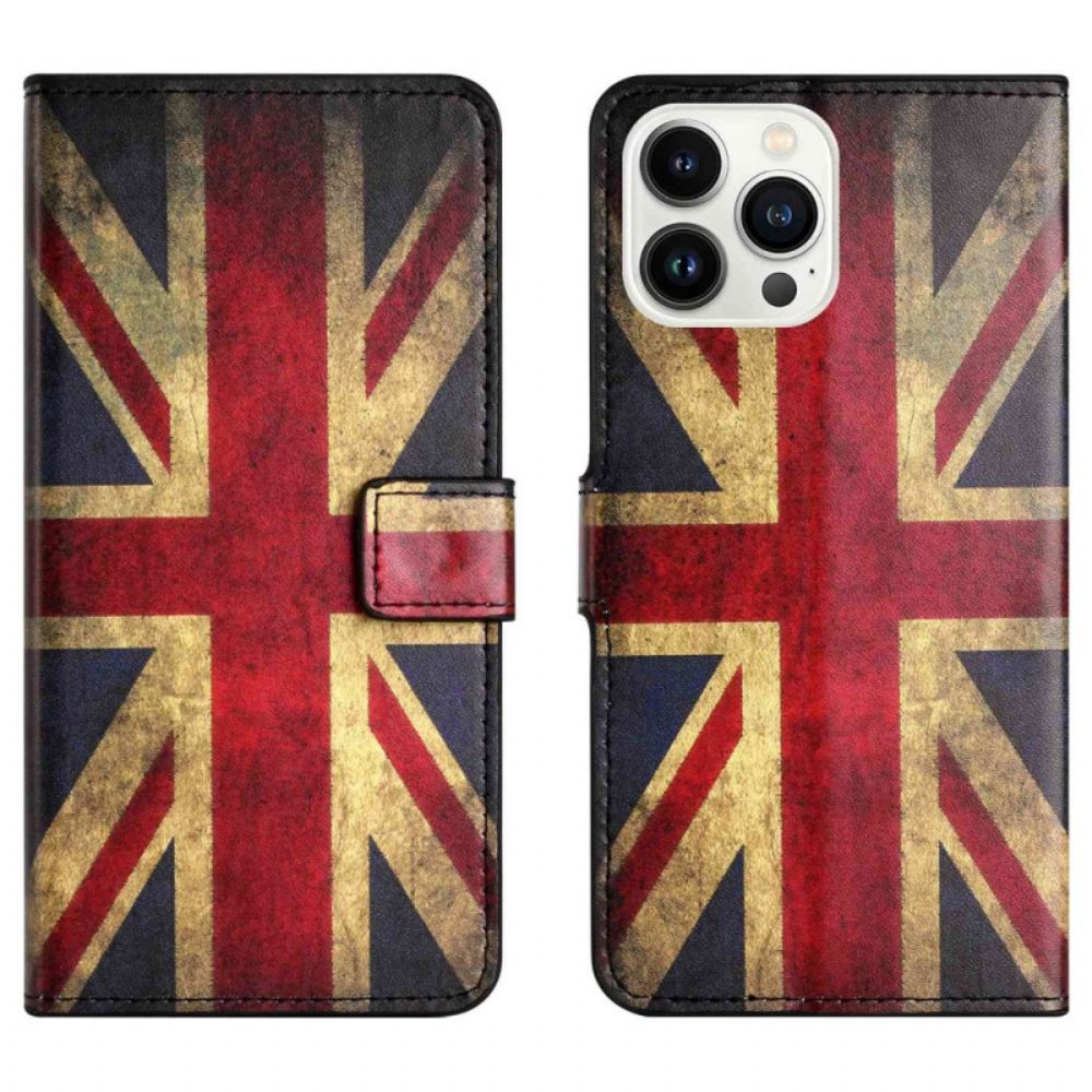 Flip Case Für iPhone 14 Pro Vintage Britische Flagge