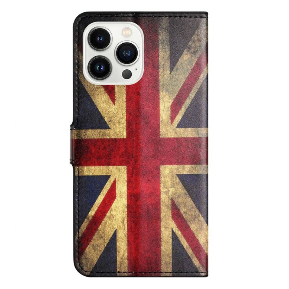 Flip Case Für iPhone 14 Pro Vintage Britische Flagge