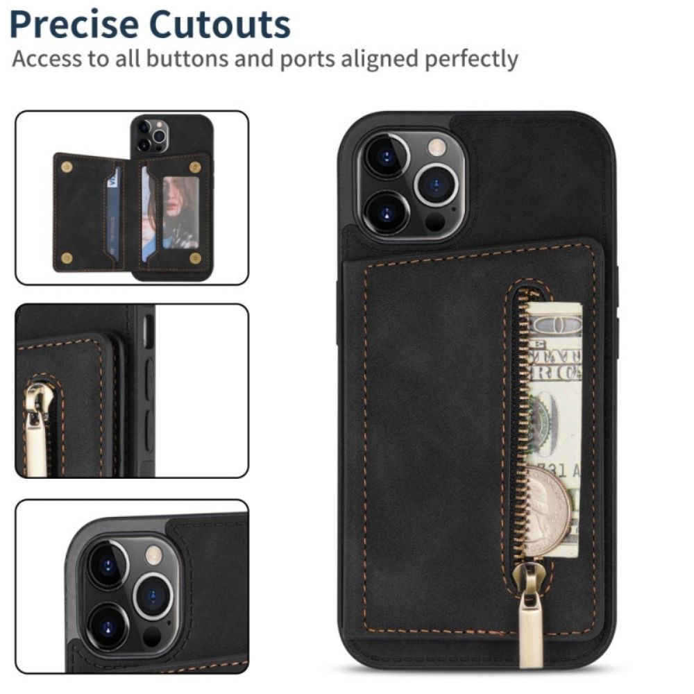 Handyhülle Für iPhone 14 Pro Geldbörse Hands Free Support Wallet