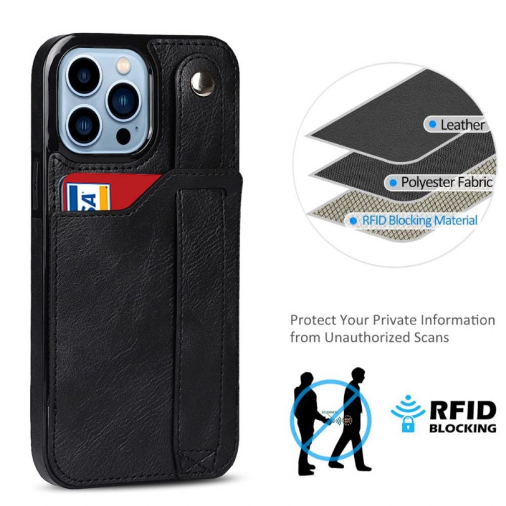 Handyhülle Für iPhone 14 Pro Rfid-kartenhalter Mit Schlaufe