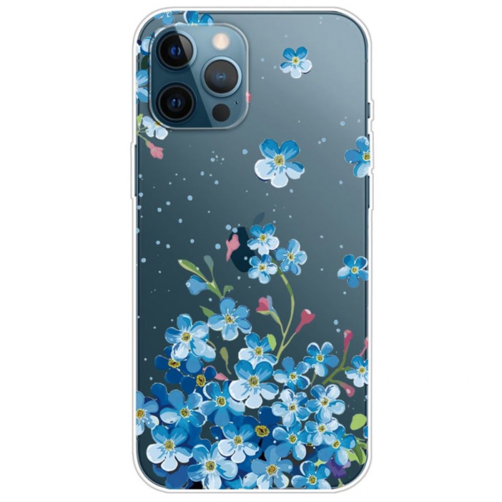 Handyhülle Für iPhone 14 Pro Transparente Blaue Blumen