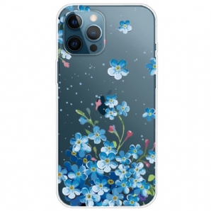 Handyhülle Für iPhone 14 Pro Transparente Blaue Blumen