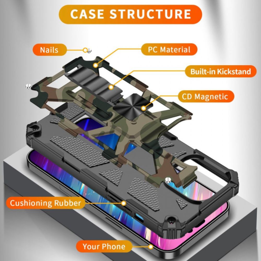 Hülle Für iPhone 14 Pro Camouflage Abnehmbare Stütze