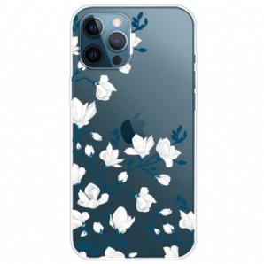 Hülle Für iPhone 14 Pro Transparente Weiße Blumen