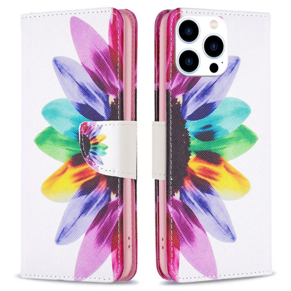 Lederhüllen Für iPhone 14 Pro Aquarell Blume