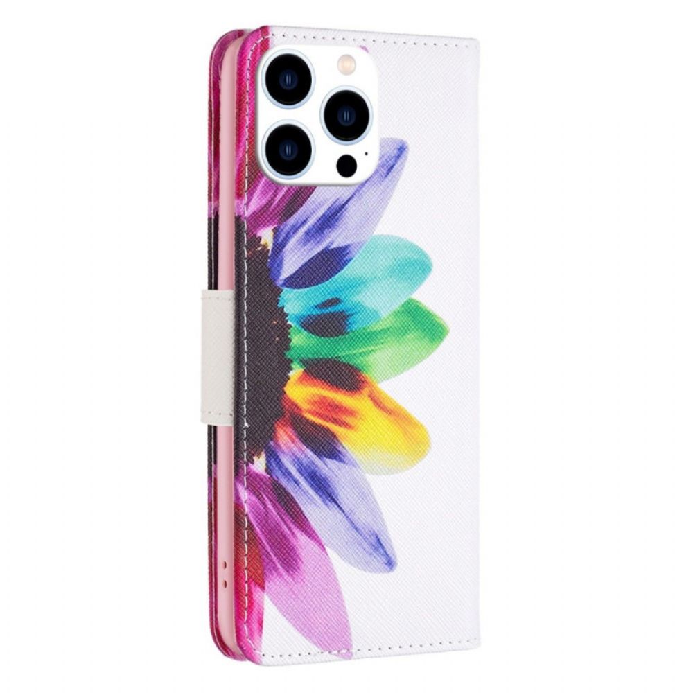 Lederhüllen Für iPhone 14 Pro Aquarell Blume