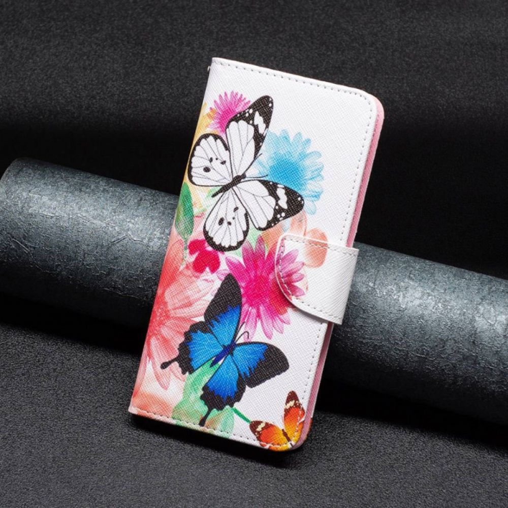 Lederhüllen Für iPhone 14 Pro Aquarell Schmetterlinge