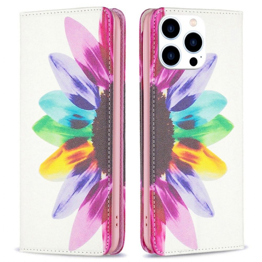 Schutzhülle Für iPhone 14 Pro Flip Case Aquarell Blume