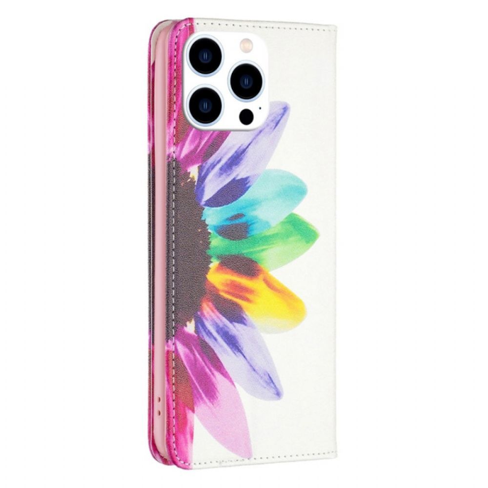 Schutzhülle Für iPhone 14 Pro Flip Case Aquarell Blume