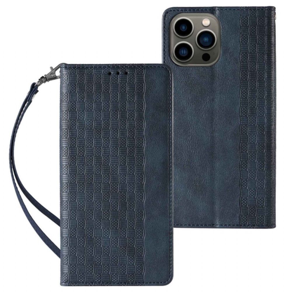 Schutzhülle Für iPhone 14 Pro Mit Kordel Flip Case Vintage Riemchen