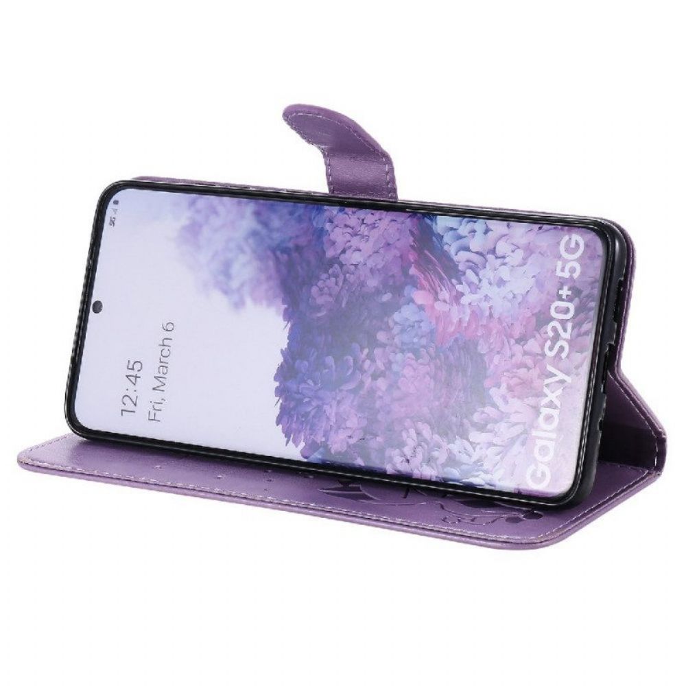 Flip Case Für Samsung Galaxy S20 Plus / S20 Plus 5G Mit Kordel Katze Und Biene Mit Schlüsselband