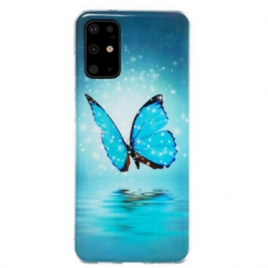 Handyhülle Für Samsung Galaxy S20 Plus / S20 Plus 5G Fluoreszierender Blauer Schmetterling