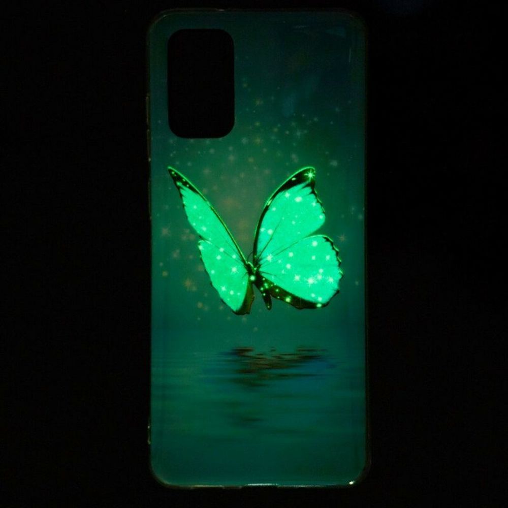 Handyhülle Für Samsung Galaxy S20 Plus / S20 Plus 5G Fluoreszierender Blauer Schmetterling