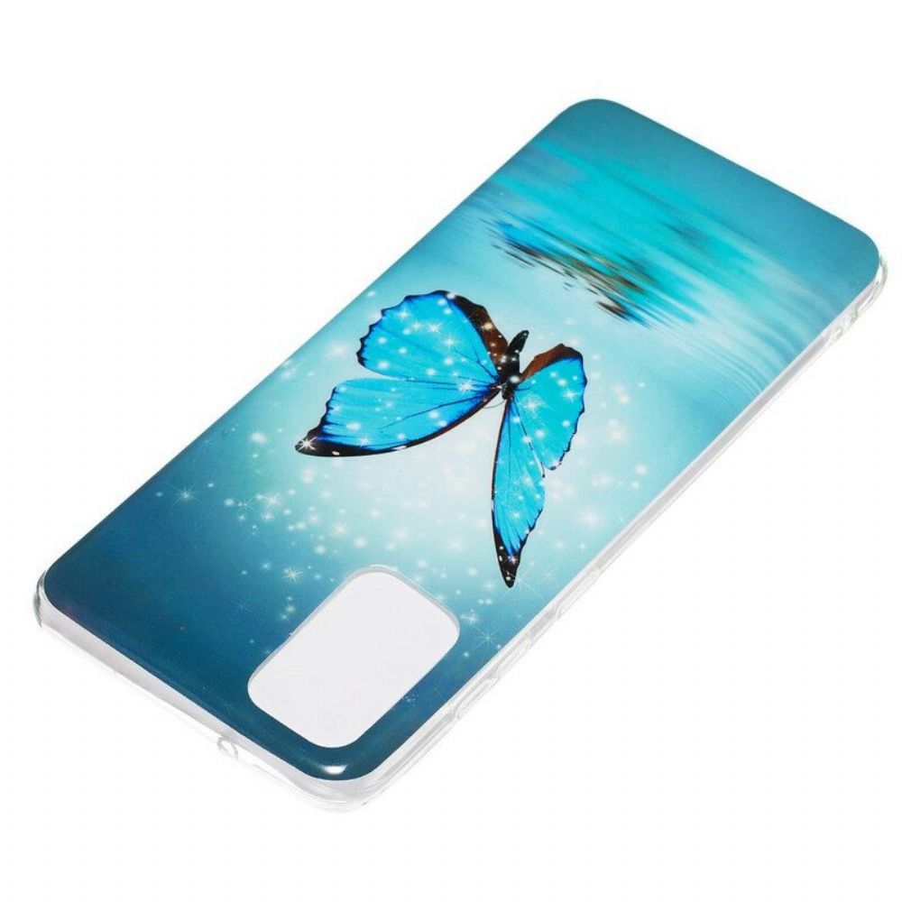 Handyhülle Für Samsung Galaxy S20 Plus / S20 Plus 5G Fluoreszierender Blauer Schmetterling