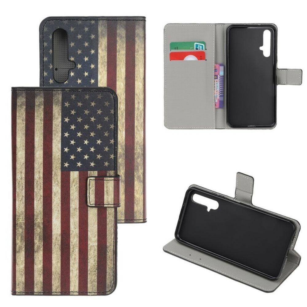 Flip Case Für Huawei Nova 5T / Honor 20 Amerikanische Flagge